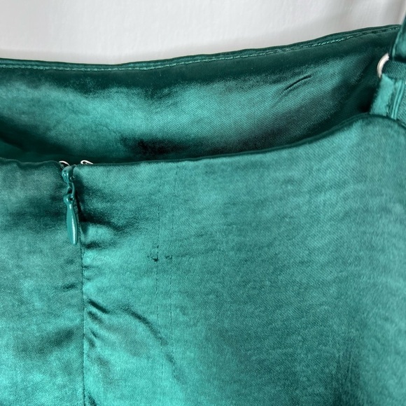 Lulu’s Dreams Come True Emerald Green Satin Ruffled Mini Dress - Picture 3 of 7